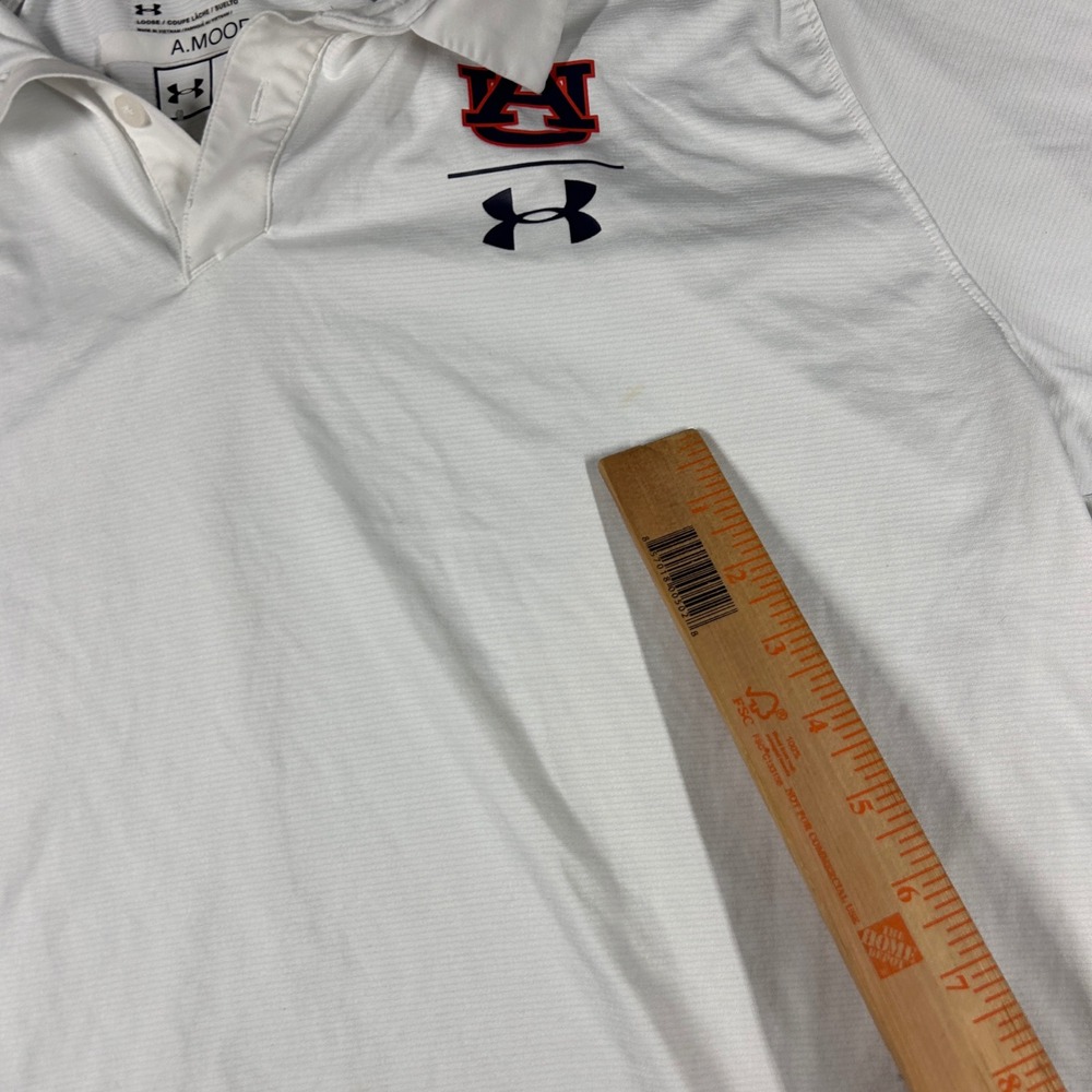 Under Armour Shirt Men's XL Auburn Tigers White Short Sleeve Polo NCAA Football - Picture 6 of 7